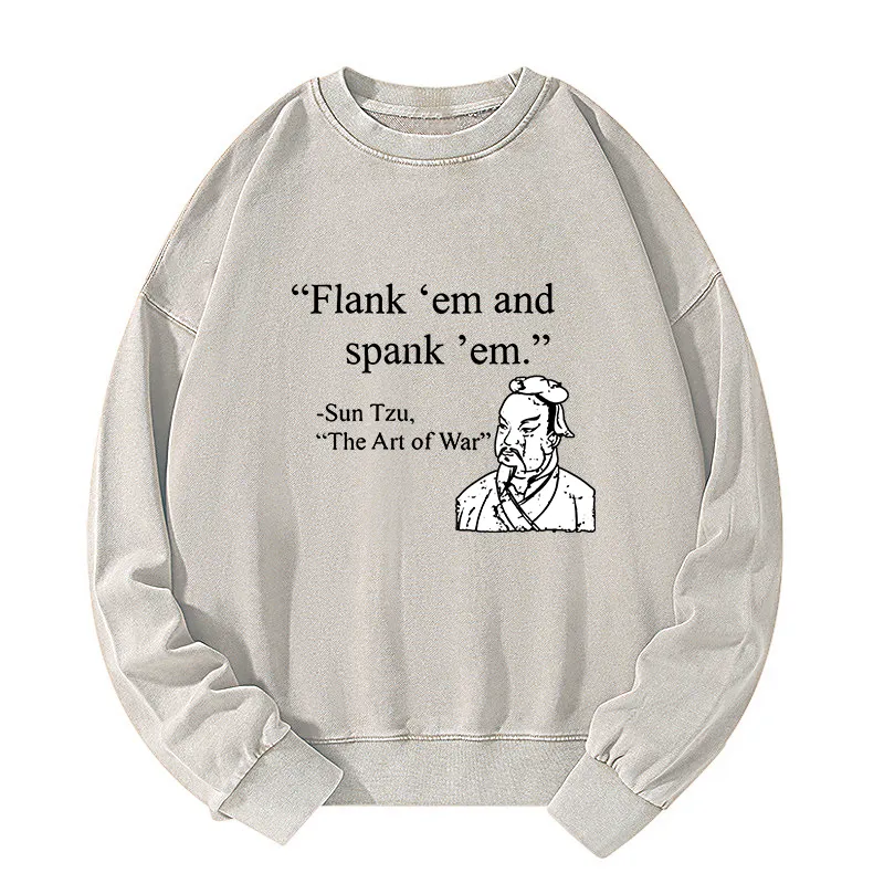 Tokyo-Tiger The Art Of War Funny Washed Sweatshirt