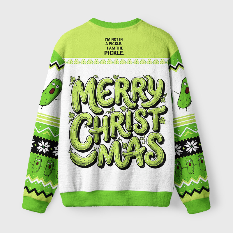 Tokyo-Tiger Funny I Am The Pickle Fuzzy Christmas Ugly Sweatshirt