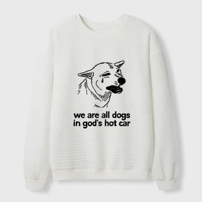 Tokyo-Tiger Sad Dog Funny Waffle Sweatshirt