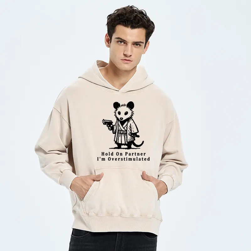 Tokyo-Tiger Funny Possum Samurai Washed Hoodie
