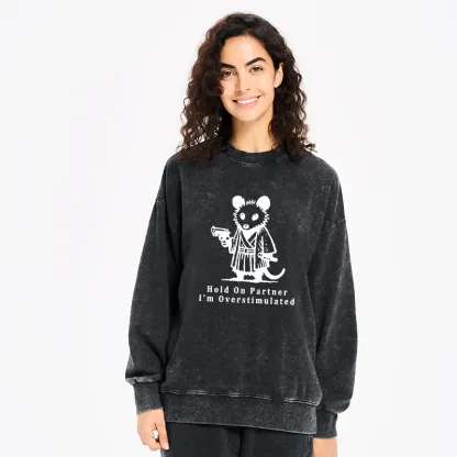 Tokyo-Tiger Funny Possum Samurai Washed Sweatshirt