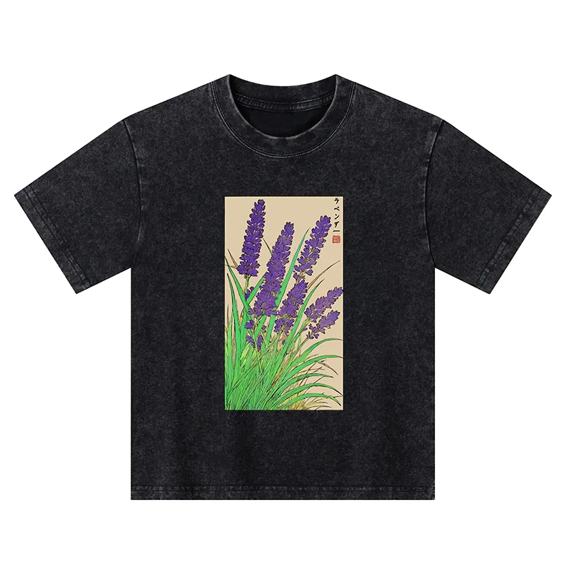 Tokyo-Tiger Japanese Lavender Kids Washed T-Shirt