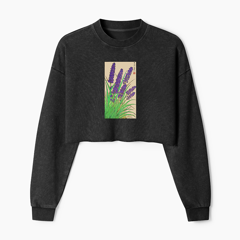 Tokyo-Tiger Japanese Lavender Washed Crop Sweatshirt