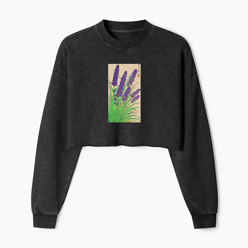 Tokyo-Tiger Japanese Lavender Washed Crop Sweatshirt