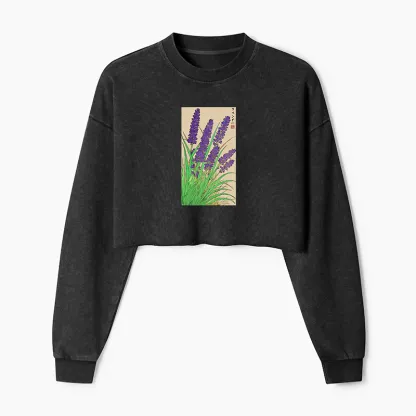Tokyo-Tiger Japanese Lavender Washed Crop Sweatshirt