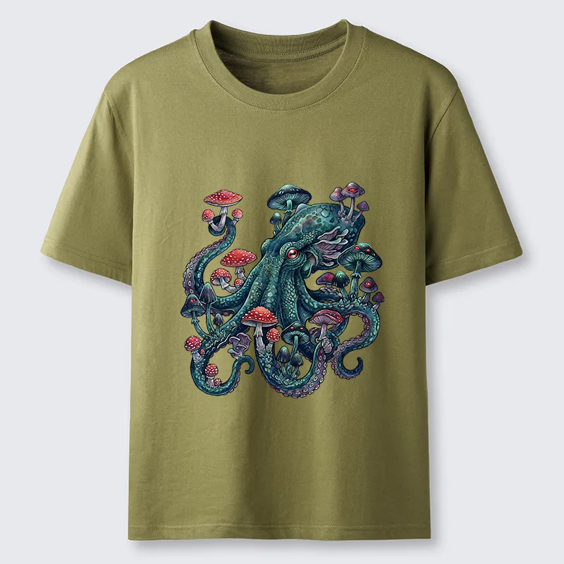 Tokyo-Tiger Octopus Covered In Mushrooms Classic T-Shirt