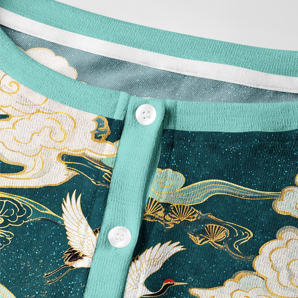 Tokyo-Tiger Soaring Cranes Gilded Clouds Women's Lightweight Cardigan