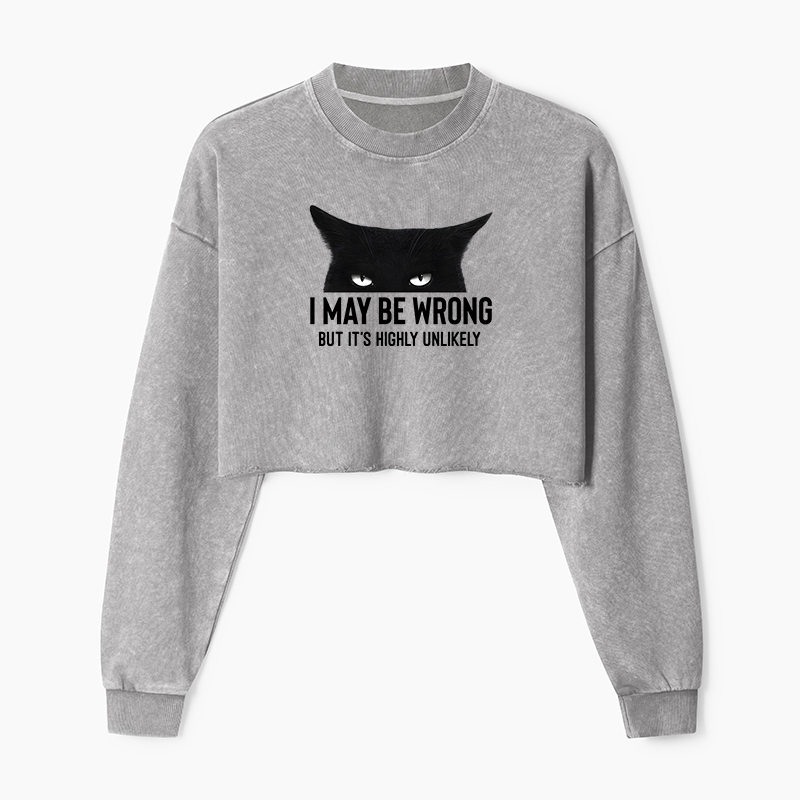 Tokyo-Tiger Cat Can Do No Wrong Washed Crop Sweatshirt