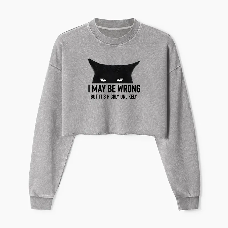 Tokyo-Tiger Cat Can Do No Wrong Washed Crop Sweatshirt