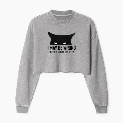 Tokyo-Tiger Cat Can Do No Wrong Washed Crop Sweatshirt