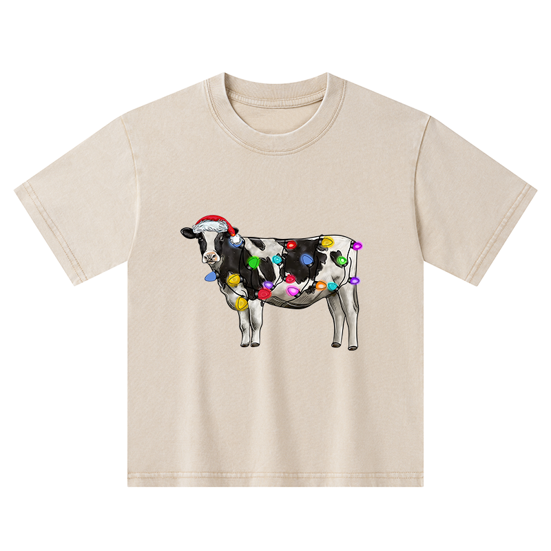 Tokyo-Tiger Christmas Cow Kids Washed T-Shirt