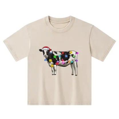 Tokyo-Tiger Christmas Cow Kids Washed T-Shirt