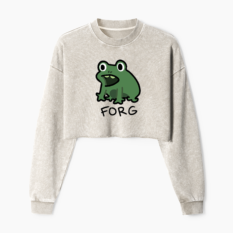 Tokyo-Tiger Funny Forg Japan Washed Crop Sweatshirt