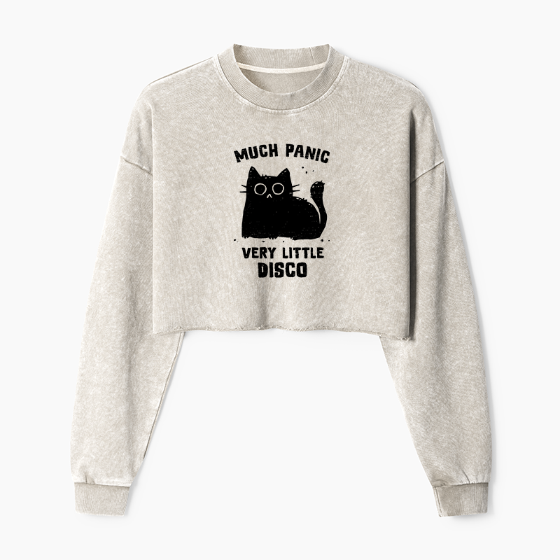 Tokyo-Tiger More Disco Funny Washed Crop Sweatshirt