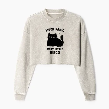 Tokyo-Tiger More Disco Funny Washed Crop Sweatshirt