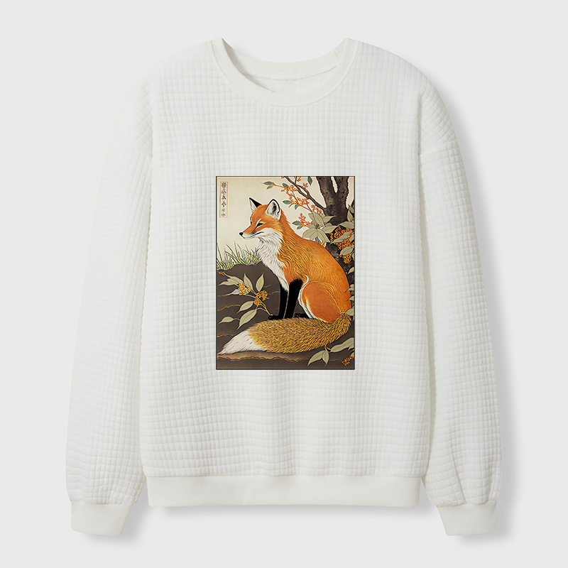 Tokyo-Tiger Ukiyo-e Fox Waffle Sweatshirt