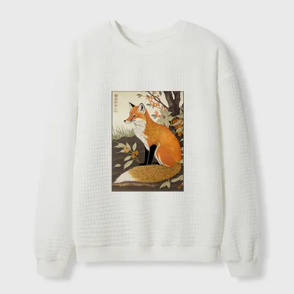 Tokyo-Tiger Ukiyo-e Fox Waffle Sweatshirt