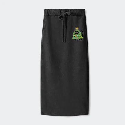 Tokyo-Tiger Christmas Tree Cat Washed Terry Skirt