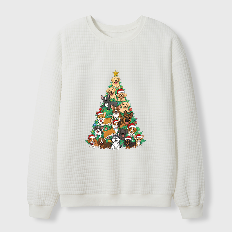 Tokyo-Tiger Christmas Tree Dog Funny Waffle Sweatshirt