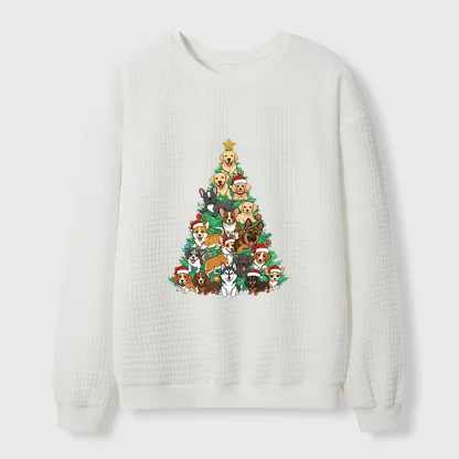 Tokyo-Tiger Christmas Tree Dog Funny Waffle Sweatshirt