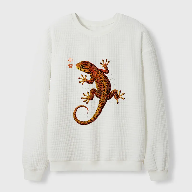 Tokyo-Tiger Retro Gecko Funny Waffle Sweatshirt