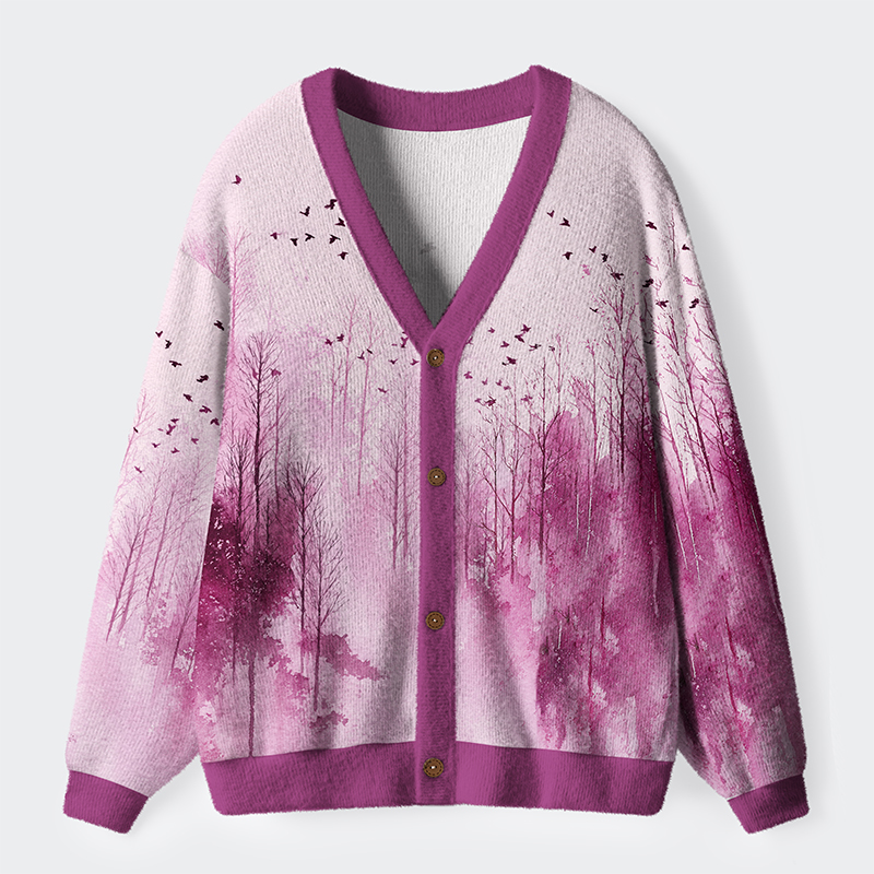 Tokyo-Tiger Echoes Of A Rose-Tinted Dawn Ugly Cardigan Sweater