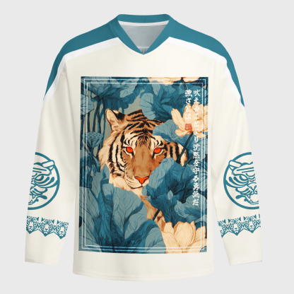 Tokyo-Tiger Jungle Whisper: Silent Tiger Long-Sleeve Hockey Jersey