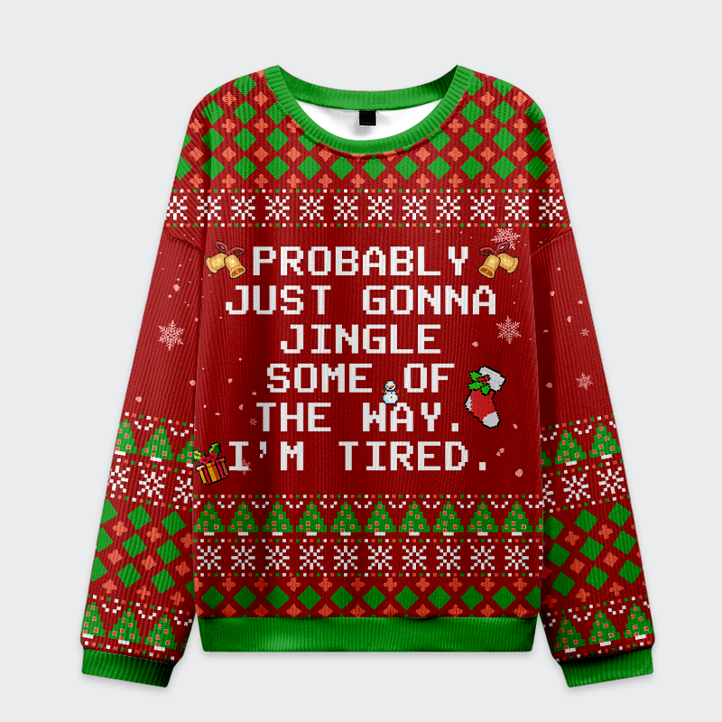 Tokyo-Tiger Jingle, But Make It Lazy Christmas Ugly Sweatshirt