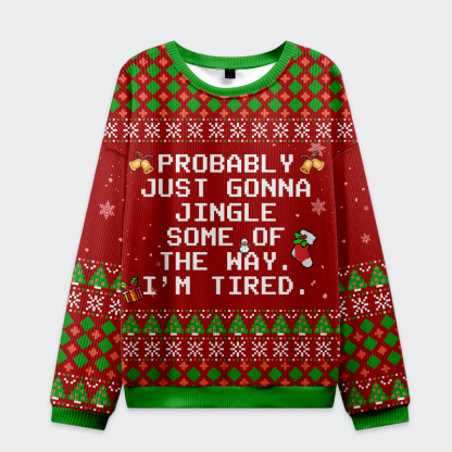 Tokyo-Tiger Jingle, But Make It Lazy Christmas Ugly Sweatshirt