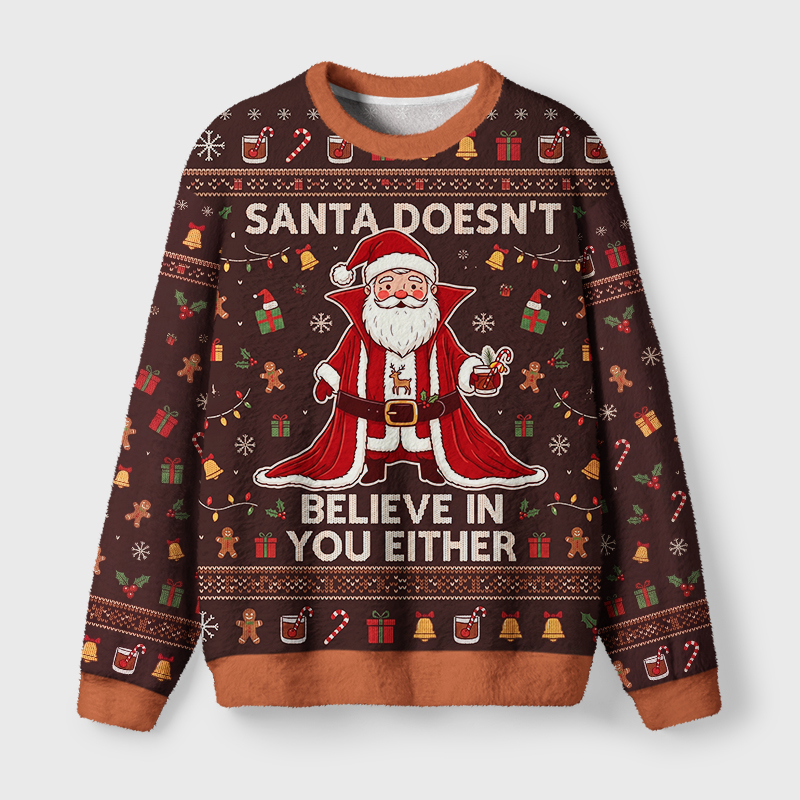Tokyo-Tiger Funny Sarcastic Santa Fuzzy Christmas Ugly Sweatshirt