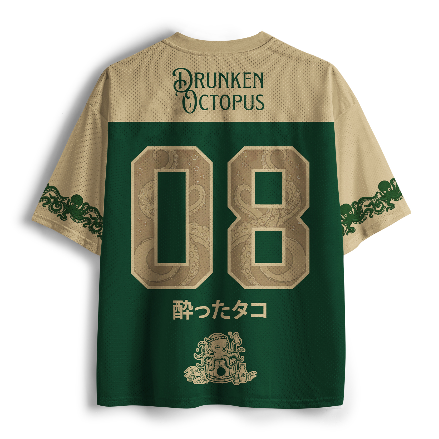Tokyo-Tiger Funny Alcohol-Loving Japanese Octopus Mesh Jersey