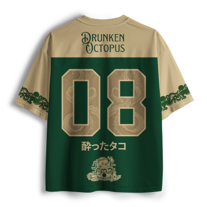 Tokyo-Tiger Funny Alcohol-Loving Japanese Octopus Mesh Jersey