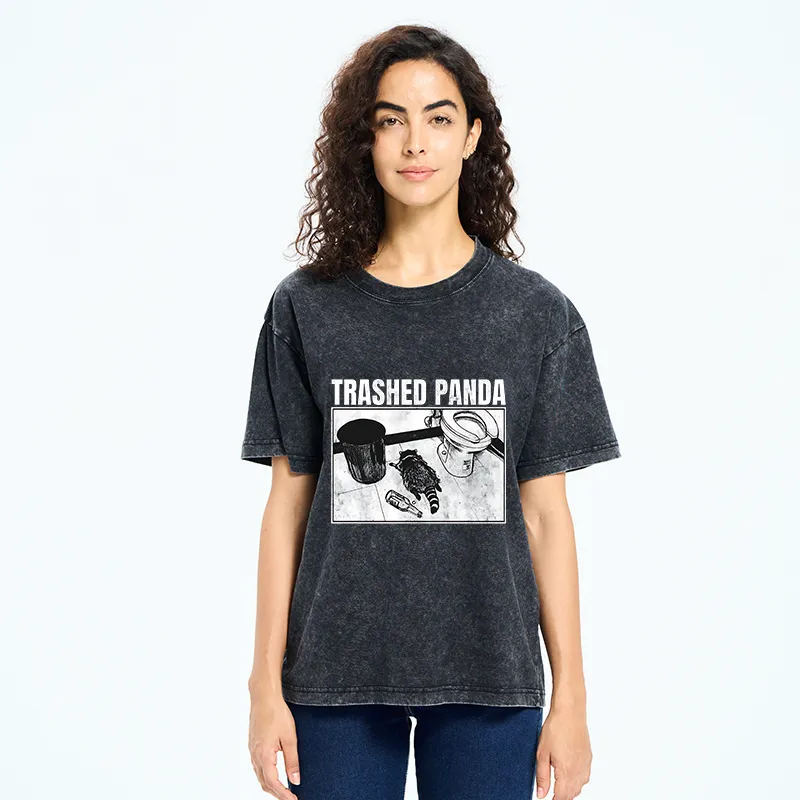 Tokyo-Tiger Trashed Panda Funny Washed T-Shirt