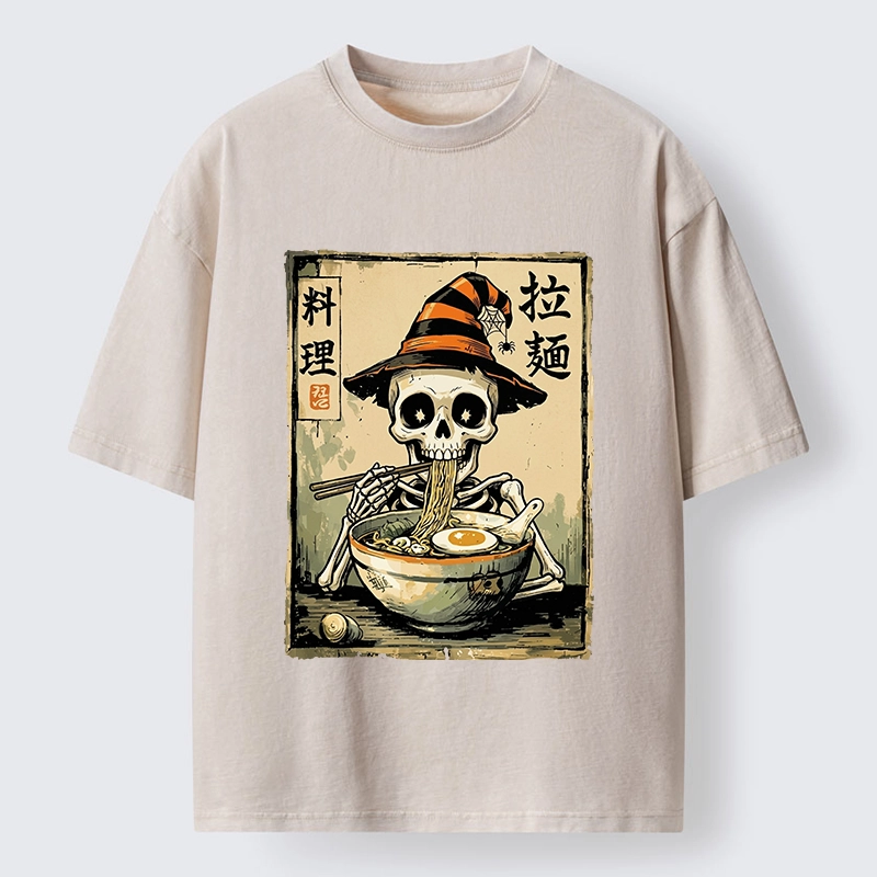 Tokyo‑Tiger Funny Skull Ramen Washed T‑Shirt