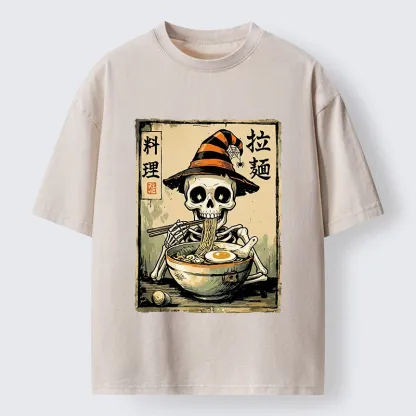 Tokyo‑Tiger Funny Skull Ramen Washed T‑Shirt