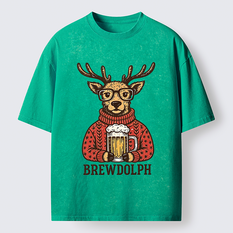 Tokyo-Tiger Christmas Beer Reindeer Meme Washed T-Shirt