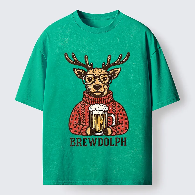 Tokyo-Tiger Christmas Beer Reindeer Meme Washed T-Shirt