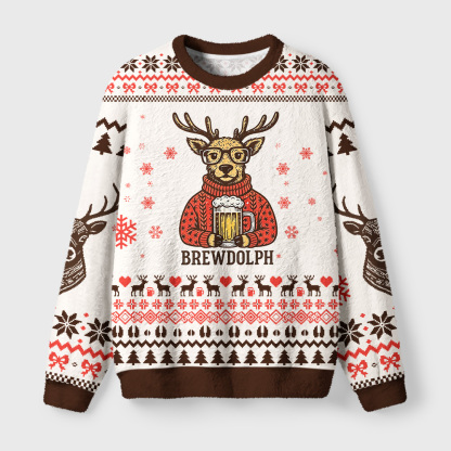 Tokyo-Tiger Beer Reindeer Christmas Fuzzy Christmas Ugly Sweatshirt