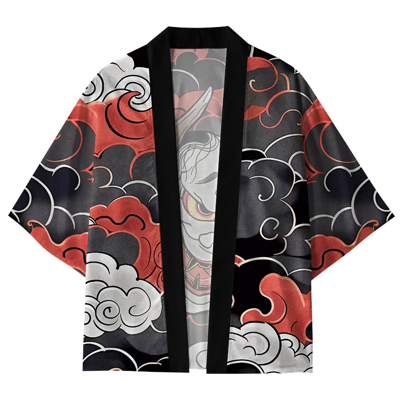 Tokyo-Tiger Japanese Oni Mask Kimono Cardigan Sale