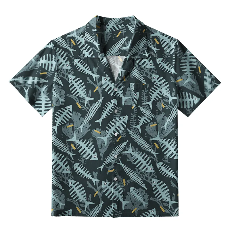 Tokyo-Tiger Marine Fish Bones Aloha Hawaiian Shirt Sale