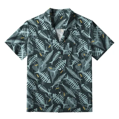 Tokyo-Tiger Marine Fish Bones Aloha Hawaiian Shirt