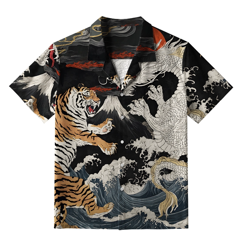 Tokyo-Tiger Fight Between Dragon And Tiger Aloha Hawaiian Shirt