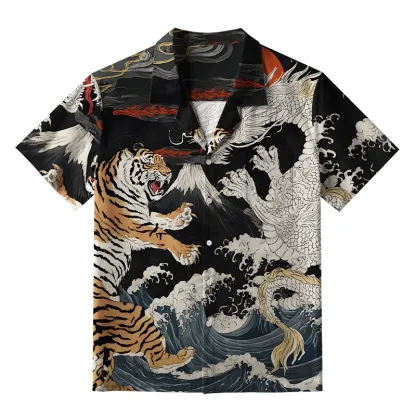 Tokyo-Tiger Fight Between Dragon And Tiger Aloha Hawaiian Shirt