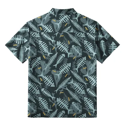 Tokyo-Tiger Marine Fish Bones Button-up Shirt