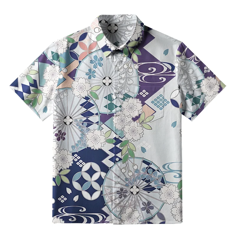 Tokyo-Tiger Floral And Umbrella Button-up Shirt