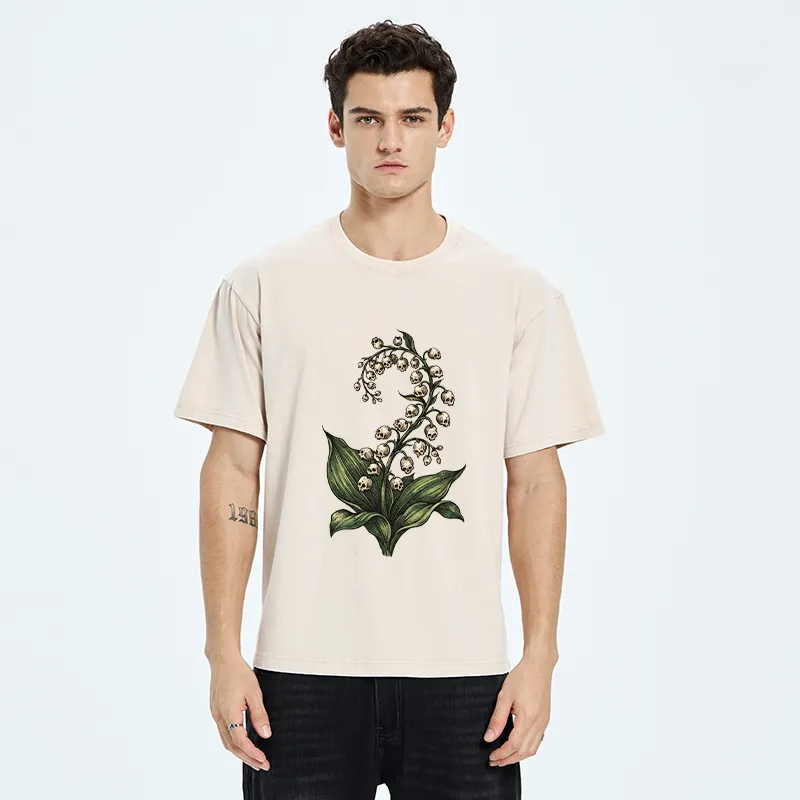 Tokyo-Tiger Skull Lily Art Washed T-Shirt