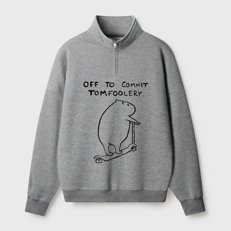 Tokyo-Tiger Capybara Is Ready To Do Something Bad Half Zip Fleece Sweatshirt