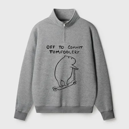 Tokyo-Tiger Capybara Is Ready To Do Something Bad Half Zip Fleece Sweatshirt