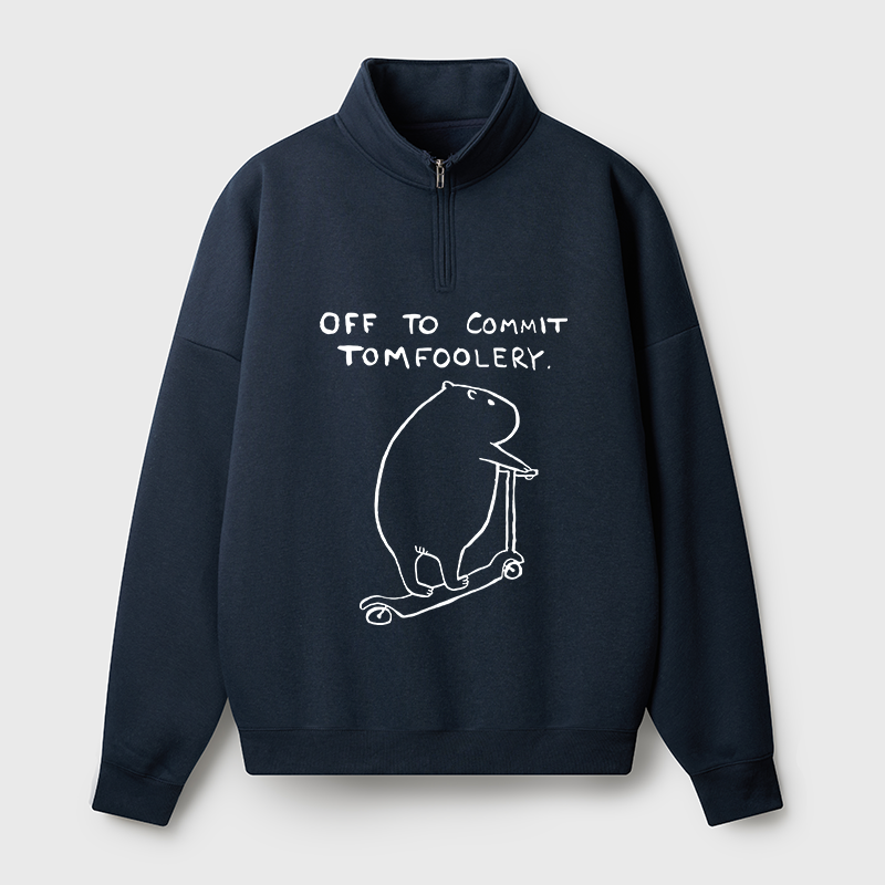 Tokyo-Tiger Capybara Is Ready To Do Something Bad Half Zip Fleece Sweatshirt