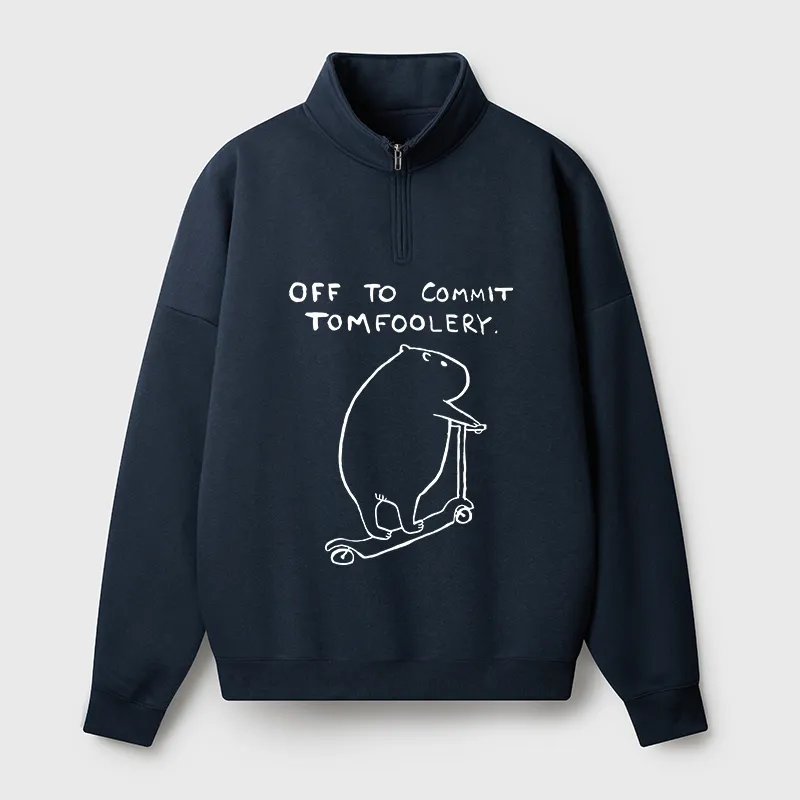 Tokyo-Tiger Capybara Is Ready To Do Something Bad Half Zip Fleece Sweatshirt